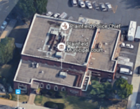 Aerial photograph of Plainfield Police Department and Municipal Court.